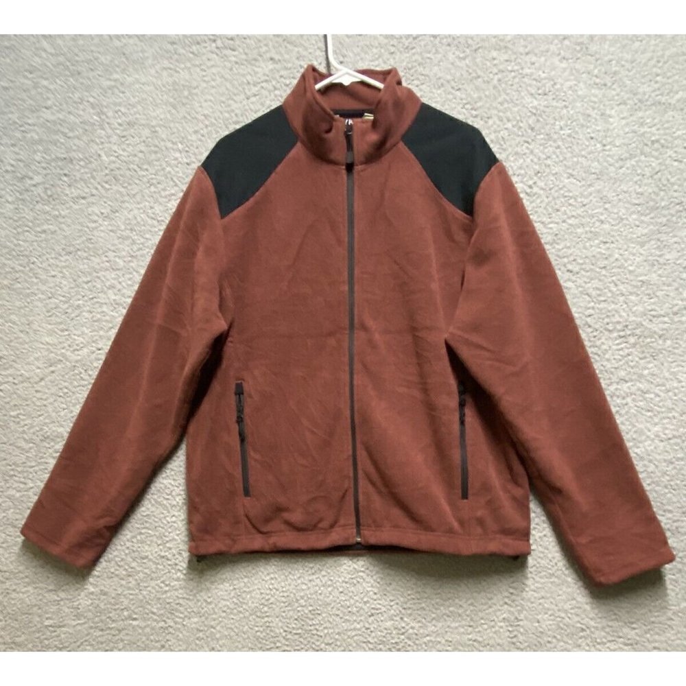 Eddie Bauer Mens Fleece Jumper Casual Burgundy  Full Zip Pullover Sweatshirt M